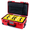 Pelican 1535 Air Case, Red with Black Handles, TSA Locking Latches & Trolley Yellow Padded Microfiber Dividers with Computer Pouch ColorCase 015350-0210-320-L10-110