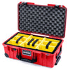 Pelican 1535 Air Case, Red with Black Handles, TSA Locking Latches & Trolley Yellow Padded Microfiber Dividers with Convolute Lid Foam ColorCase 015350-0010-320-L10-110