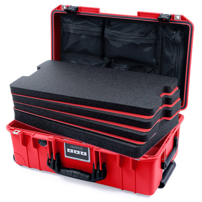 Pelican 1535 Air Case, Red with Black Handles & Push-Button Latches Custom Tool Kit (4 Foam Inserts with Convolute Lid Foam) ColorCase 015350-0060-320-111