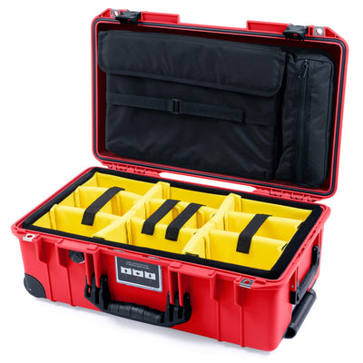 Pelican 1535 Air Case, Red with Black Handles, Push-Button Latches & Trolley Yellow Padded Microfiber Dividers with Computer Pouch ColorCase 015350-0210-320-111-110