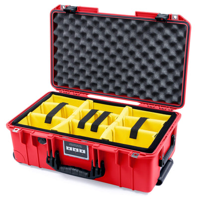 Pelican 1535 Air Case, Red with Black Handles & Push-Button Latches Yellow Padded Microfiber Dividers with Convolute Lid Foam ColorCase 015350-0010-320-111