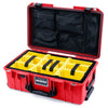 Pelican 1535 Air Case, Red with Black Handles & Push-Button Latches Yellow Padded Microfiber Dividers with Mesh Lid Organizer ColorCase 015350-0110-320-111