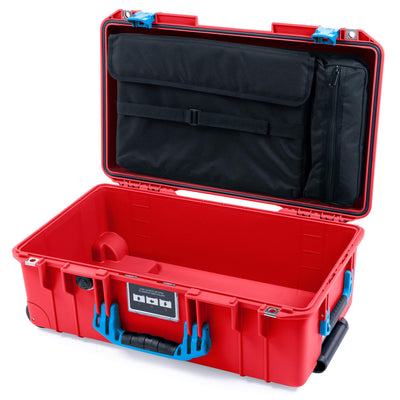 Pelican 1535 Air Case, Red with Blue Handles & Push-Button Latches Computer Pouch Only ColorCase 015350-0200-320-121