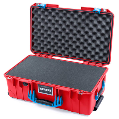 Pelican 1535 Air Case, Red with Blue Handles & Push-Button Latches Pick & Pluck Foam with Convolute Lid Foam ColorCase 015350-0001-320-121