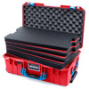 Pelican 1535 Air Case, Red with Blue Handles & Push-Button Latches Custom Tool Kit (4 Foam Inserts with Convolute Lid Foam) ColorCase 015350-0060-320-121