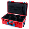 Pelican 1535 Air Case, Red with Blue Handles & Push-Button Latches TrekPak Divider System with Computer Pouch ColorCase 015350-0220-320-121