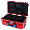 Pelican 1535 Air Case, Red with Blue Handles & Push-Button Latches TrekPak Divider System with Mesh Lid Organizer ColorCase 015350-0120-320-121