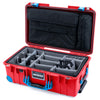 Pelican 1535 Air Case, Red with Blue Handles, Push-Button Latches & Trolley Gray Padded Microfiber Dividers with Computer Pouch ColorCase 015350-0270-320-121-120