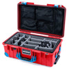 Pelican 1535 Air Case, Red with Blue Handles, Push-Button Latches & Trolley ColorCase