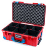 Pelican 1535 Air Case, Red with Blue Handles, Push-Button Latches & Trolley TrekPak Divider System with Convolute Lid Foam ColorCase 015350-0020-320-121-120