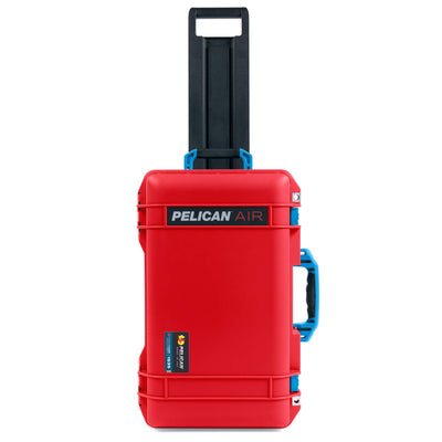 Pelican 1535 Air Case, Red with Blue Handles, Push-Button Latches & Trolley ColorCase