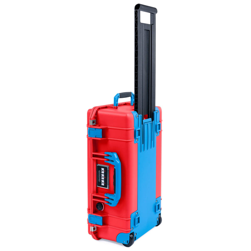 Pelican 1535 Air Case, Red with Blue Handles, Push-Button Latches & Trolley ColorCase 