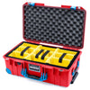 Pelican 1535 Air Case, Red with Blue Handles, Push-Button Latches & Trolley Yellow Padded Microfiber Dividers with Convolute Lid Foam ColorCase 015350-0010-320-121-120