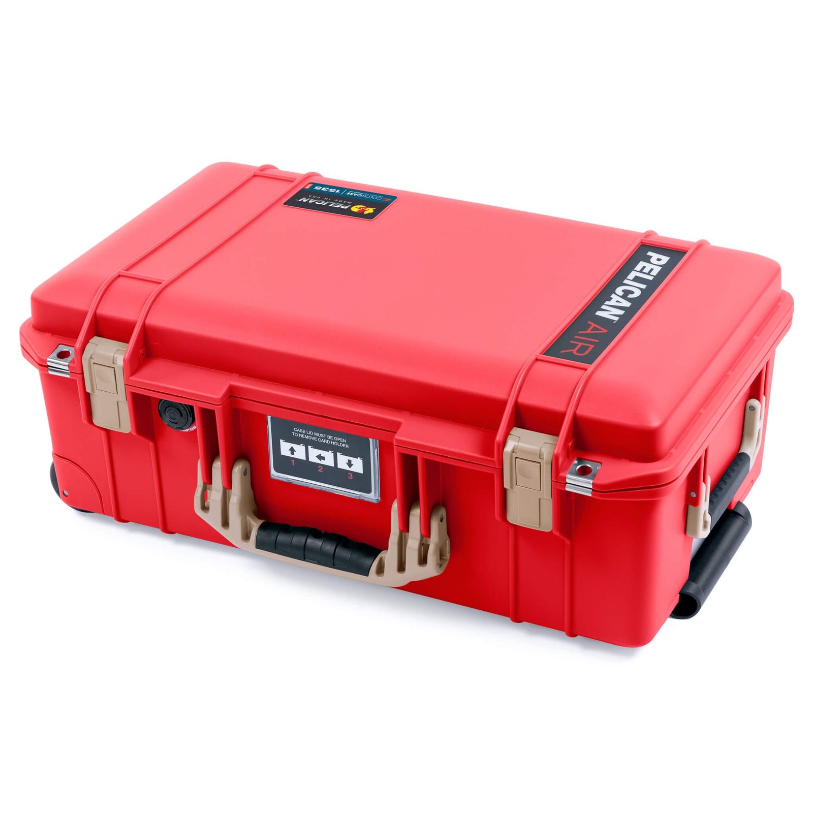 Pelican 1535 Air Case, Red with Desert Tan Handles & Latches ColorCase 