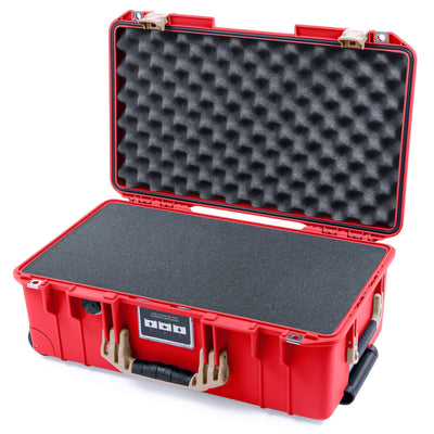 Pelican 1535 Air Case, Red with Desert Tan Handles & Latches Pick & Pluck Foam with Convolute Lid Foam ColorCase 015350-0001-320-311