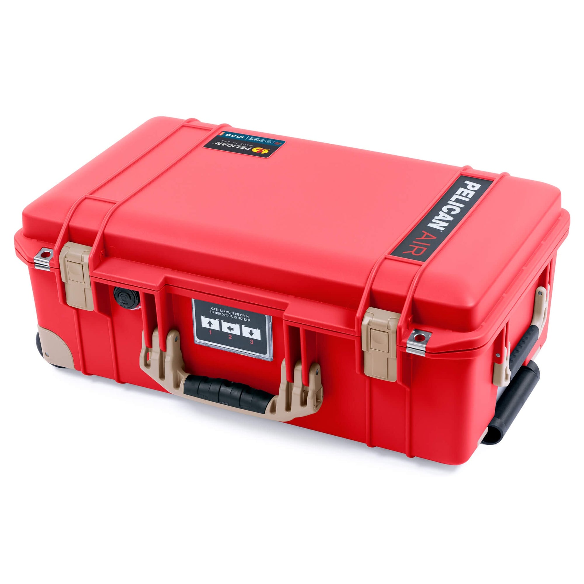 Pelican 1535 Air Case, Red with Desert Tan Handles, Latches & Trolley ColorCase 