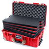 Pelican 1535 Air Case, Red with Desert Tan Handles, Latches & Trolley Custom Tool Kit (4 Foam Inserts with Convolute Lid Foam) ColorCase 015350-0060-320-311-310
