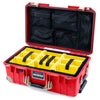 Pelican 1535 Air Case, Red with Desert Tan Handles, Latches & Trolley Yellow Padded Microfiber Dividers with Mesh Lid Organizer ColorCase 015350-0110-320-311-310