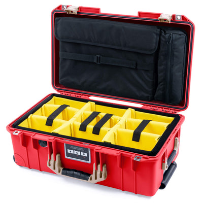 Pelican 1535 Air Case, Red with Desert Tan Handles & Latches Yellow Padded Microfiber Dividers with Computer Pouch ColorCase 015350-0210-320-311