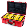 Pelican 1535 Air Case, Red with Desert Tan Handles & Latches Yellow Padded Microfiber Dividers with Mesh Lid Organizer ColorCase 015350-0110-320-311