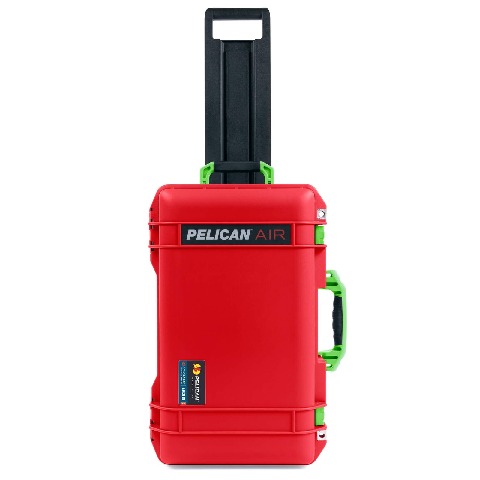 Pelican 1535 Air Case, Red with Lime Green Handles, Latches & Trolley ColorCase 