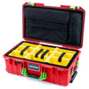 Pelican 1535 Air Case, Red with Lime Green Handles & Latches Yellow Padded Microfiber Dividers with Computer Pouch ColorCase 015350-0210-320-301