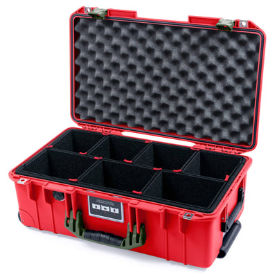 Pelican 1535 Air Case, Red with OD Green Handles & Latches TrekPak Divider System with Convolute Lid Foam ColorCase 015350-0020-320-131