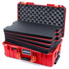 Pelican 1535 Air Case, Red with Orange Handles & Push-Button Latches Custom Tool Kit (4 Foam Inserts with Convolute Lid Foam) ColorCase 015350-0060-320-151