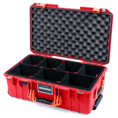 Pelican 1535 Air Case, Red with Orange Handles & Push-Button Latches TrekPak Divider System with Convolute Lid Foam ColorCase 015350-0020-320-151
