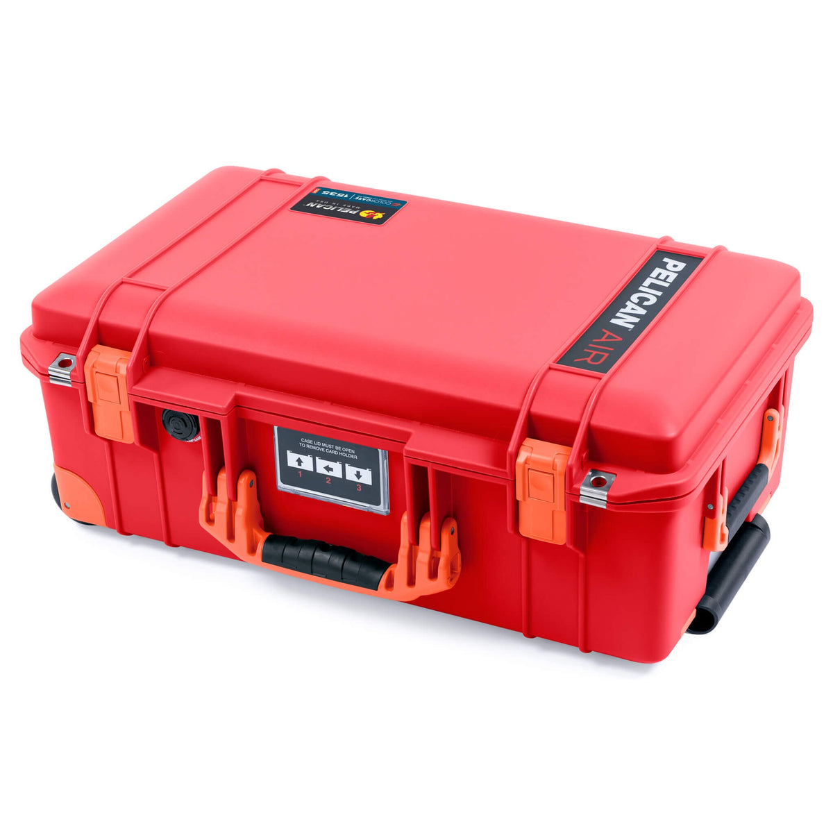 Pelican 1535 Air Case, Red with Orange Handles, Push-Button Latches &amp; Trolley ColorCase 
