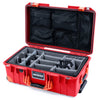 Pelican 1535 Air Case, Red with Orange Handles, Push-Button Latches & Trolley Gray Padded Microfiber Dividers with Mesh Lid Organizer ColorCase 015350-0170-320-151-150