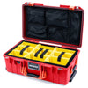 Pelican 1535 Air Case, Red with Orange Handles & Push-Button Latches Yellow Padded Microfiber Dividers with Mesh Lid Organizer ColorCase 015350-0110-320-151