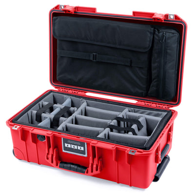 Pelican 1535 Air Case, Red Gray Padded Microfiber Dividers with Computer Pouch ColorCase 015350-0270-320-321