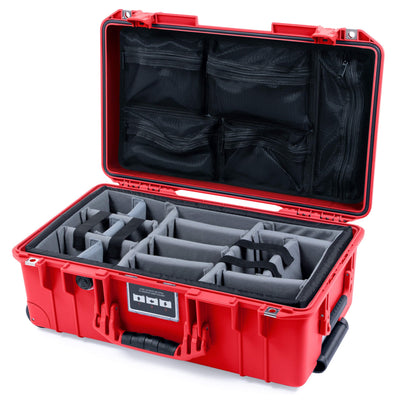 Pelican 1535 Air Case, Red Gray Padded Microfiber Dividers with Mesh Lid Organizer ColorCase 015350-0170-320-321