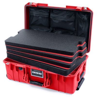 Pelican 1535 Air Case, Red Custom Tool Kit (4 Foam Inserts with Mesh Lid Organizer) ColorCase 015350-0160-320-321