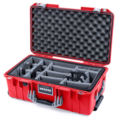 Pelican 1535 Air Case, Red with Silver Handles & Push-Button Latches Gray Padded Microfiber Dividers with Convolute Lid Foam ColorCase 015350-0070-320-181