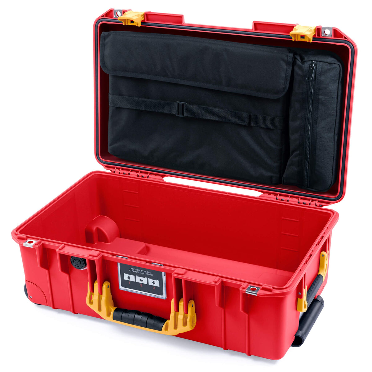 Pelican 1535 Air Case, Red with Yellow Handles &amp; Push-Button Latches Computer Pouch Only ColorCase 015350-0200-320-241