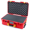 Pelican 1535 Air Case, Red with Yellow Handles & Push-Button Latches Pick & Pluck Foam with Convolute Lid Foam ColorCase 015350-0001-320-241