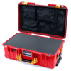 Pelican 1535 Air Case, Red with Yellow Handles & Push-Button Latches Pick & Pluck Foam with Mesh Lid Organizer ColorCase 015350-0101-320-241