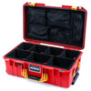 Pelican 1535 Air Case, Red with Yellow Handles & Push-Button Latches TrekPak Divider System with Mesh Lid Organizer ColorCase 015350-0120-320-241