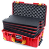 Pelican 1535 Air Case, Red with Yellow Handles, Push-Button Latches & Trolley Custom Tool Kit (4 Foam Inserts with Convolute Lid Foam) ColorCase 015350-0060-320-241-240
