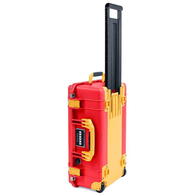 Pelican 1535 Air Case, Red with Yellow Handles, Push-Button Latches & Trolley ColorCase 