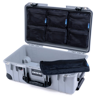 Pelican 1535 Air Case, Silver with Black Handles, TSA Locking Latches & Trolley 7-Piece Removable Mesh Pouches Only ColorCase 015350-0700-180-L10-110