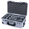 Pelican 1535 Air Case, Silver with Black Handles, TSA Locking Latches & Trolley Gray Padded Microfiber Dividers with Convoluted Lid Foam ColorCase 015350-0070-180-L10-110
