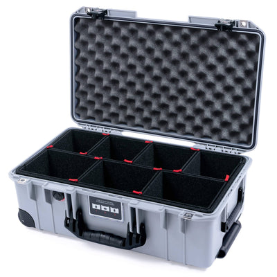 Pelican 1535 Air Case, Silver with Black Handles, TSA Locking Latches & Trolley TrekPak Divider System with Convoluted Lid Foam ColorCase 015350-0020-180-L10-110