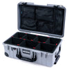 Pelican 1535 Air Case, Silver with Black Handles, TSA Locking Latches & Trolley TrekPak Divider System with Mesh Lid Organizer ColorCase 015350-0120-180-L10-110