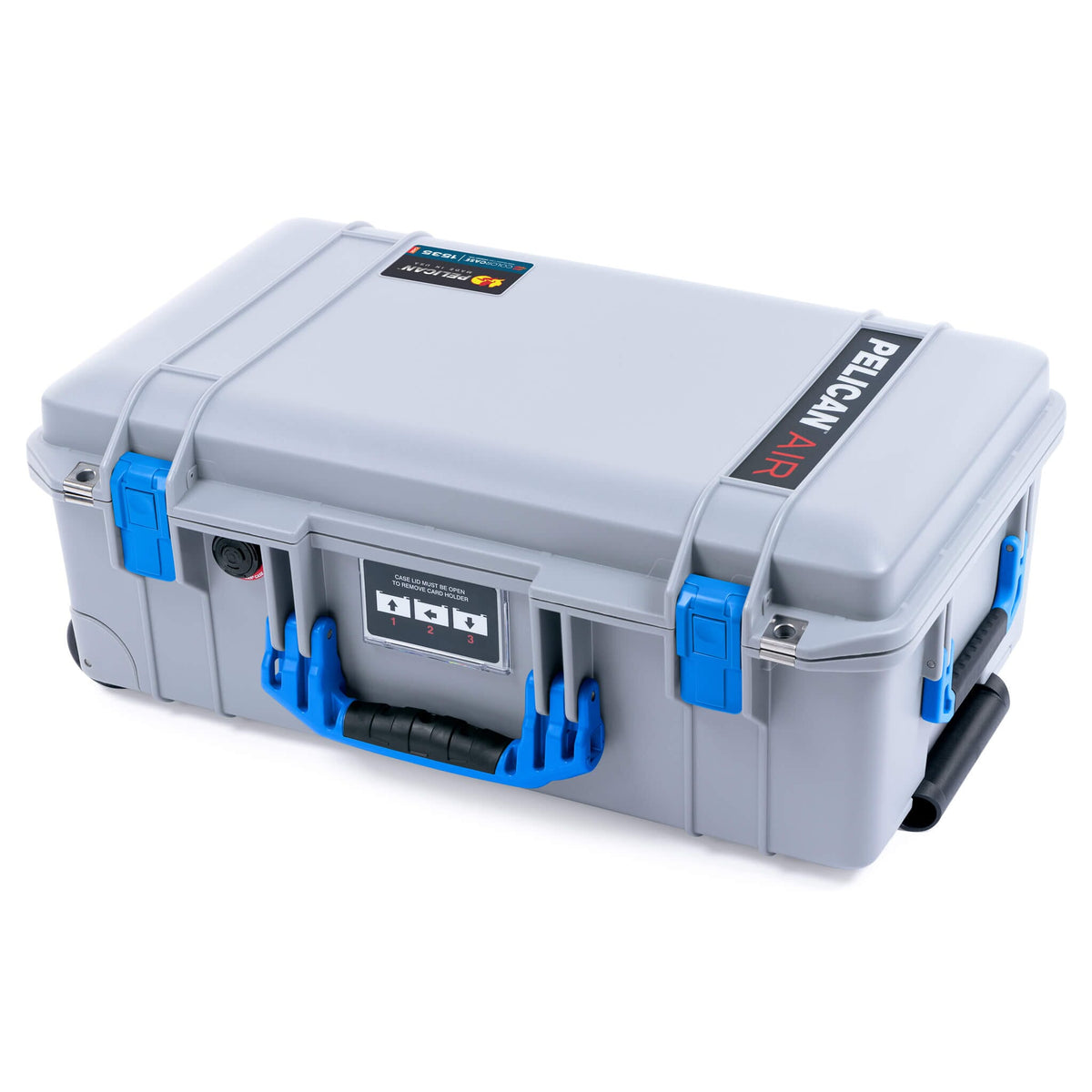 Pelican 1535 Air Case, Silver with Blue Handles &amp; Latches ColorCase 