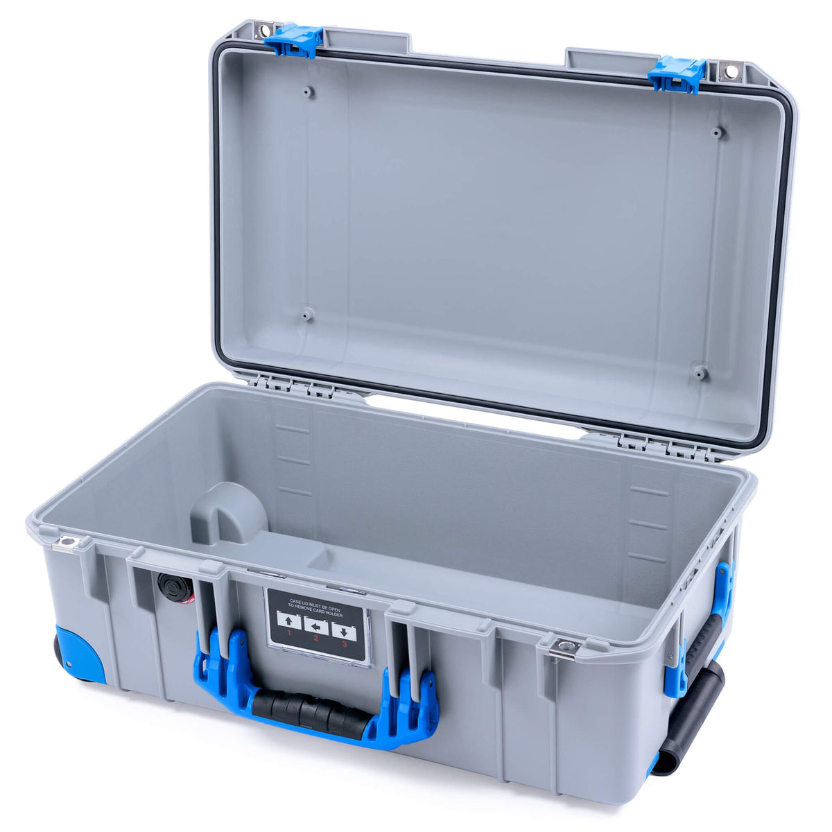 Pelican 1535 Air Case, Silver with Blue Handles, Latches &amp; Trolley None (Case Only) ColorCase 015350-0000-180-121-120