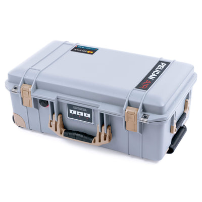 Pelican 1535 Air Case, Silver with Desert Tan Handles, Latches & Trolley ColorCase
