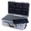 Pelican 1535 Air Case, Silver with Desert Tan Handles, Latches & Trolley Pick & Pluck Foam with 7-Piece Removable Mesh Pouches ColorCase 015350-0701-180-311-310